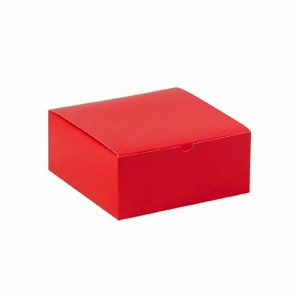 8 x 8 x 3-1/2'' Holiday Red Gift Boxes, 100PK, Bsc Preferred, Mfr#: GB883R